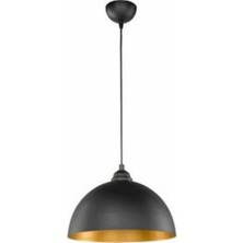 Rys Tasarım Retro Siyah Içi Sarı Metal Sarkıt Avize 30  cm