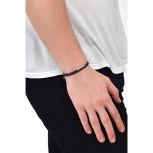 Labalaba Unisex Çelik Kapama Dolama Indigo Mavisi Deri Bileklik