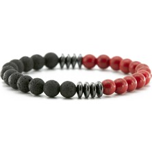 Labalaba Erkek Kırmızı & Kahve Mercan & Lav Taşı Doğaltaş Bileklik