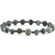 Labalaba Erkek Gri Damarlı Jasper Doğaltaş Bileklik