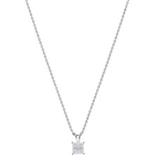 So CHIC Kare Kesim 18 Ayar Beyaz Altın Kaplama 45 Cm Gümüş Minimal Kolye