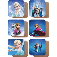 Hayat Poster Frozen Karlar Ülkesi Elsa Temalı 6lı Ahşap Bardak Altlığı Seti