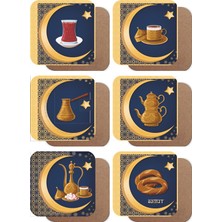 Hayat Poster Osmanlı Sanatı 6lı Ahşap Bardak Altlığı Seti