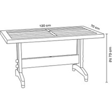 Papatya Pera 70CM * 120CM Dikdörtgen Teak Ahşap Plastikrenkli Balkon Bahçe Veranda Teras Masa