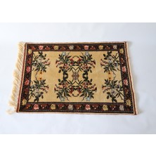 Milas El Dokuma Halı Kilim Halı El Dokuma Kök Noya Çiçek Desenli Kaneviçe Motifii 90X135 Ebatlı Halı