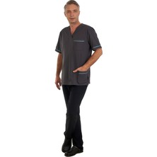 Fbc Tekstil V Yaka Doktor Önlüğü Eczacı Önlüğü Laborant Önlüğü Hemşire Önlüğü Estetisyen Önlüğü Gri Kısa Kol Erkek Önlük