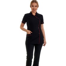 Fbc Tekstil 9 Düğmeli Doktor Önlüğü Eczacı Önlüğü Hemşire Önlüğü Estetisyen Önlüğü Kısa Kol Lacivert Kadın Önlük