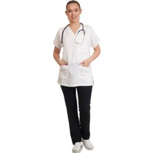 Fbc Tekstil V Yaka Doktor Önlüğü Eczacı Önlüğü Laborant Önlüğü Hemşire Önlüğü Estetisyen Önlüğü Beyaz Kısa Kol Kadın Önlük