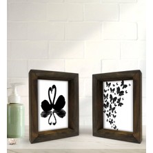 Bk Gift Banyo Dekoratif 2'li Doğal Masif Ahşap Çerçeve 15X20CM-5