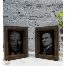Bk Gift Atatürk Tasarımlı Dekoratif 2'li Doğal Masif Ahşap Çerçeve 15X20CM-2