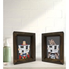 Bk Gift Banyo Dekoratif 2'li Doğal Masif Ahşap Çerçeve 15X20CM-25