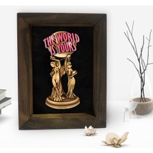 Bk Gift The World Is Yours Tasarımlı Dekoratif Doğal Masif Ahşap Çerçeve 15X20CM-2