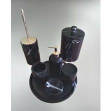 Polen Stone Toros Siyahı Doğal Mermer 7'li Banyo Seti