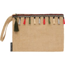 Ju Yaratıcı Tasarım Hasır Kadın Portföy & Clutch Çanta Yeşil