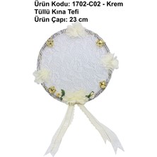 Dantelux Dantelli Nedime ve Gelin Tefi 1708-C02 Krem