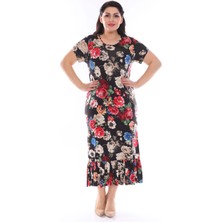 Modayız Siyah Desenli Büyük Beden Elbise 27D-0952