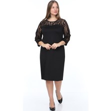 Modayız Zebra Desen Flok Büyük Beden Elbise 15B-0896