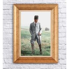 Dekorme Çerçeveli Atatürk Baston Kanvas Tablo