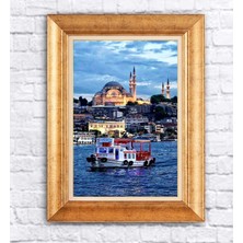 Dekorme Çerçeveli Pasportolu Istanbul Boğazı Kanvas Tablo