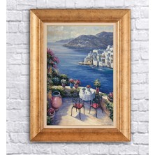 Dekorme Çerçeveli Paspartolu Deniz Manzarası Kanvas Tablo