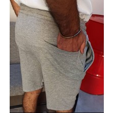giyadda Unisex Gri Rahat Kalıp Cepli Bağcıklı Günlük Şort