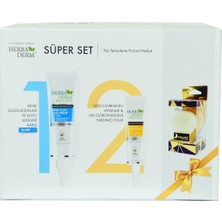 Herbaderm Süper Set Renk Açıcı Leke Kremi 55 Ml+Göz Altı Kremi 15 ml +   Yüz Temizleme Fırçası