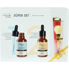 Herbaderm Süper Set Superserum Aha-Peeling 30 Ml + Saf Vitamin C 30 Ml +   Makyaj Fırçası