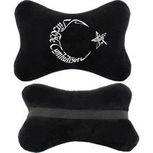 1Araba 1Ev Fiat Egea Sedan Oto Uyumlu Koltuk Boyun Yastığı Bayrak Baskılı Siyah 2 Adet Yastık