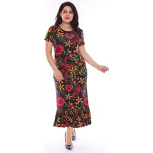 Modayız Kısakol Çiçekli Büyük Beden Elbise 29A-0956