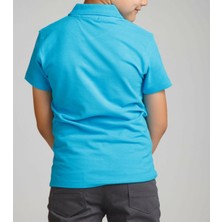 Nacar Çarşı Cocuk Polo Yaka Kısa Kol Turkuaz Okul T-Shirt