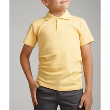 Nacar Çarşı Cocuk Polo Yaka Kısa Kol Sarı Okul T-Shirt