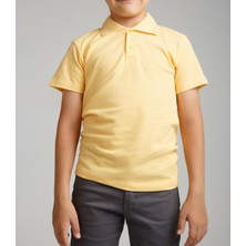 Nacar Çarşı Cocuk Polo Yaka Kısa Kol Sarı Okul T-Shirt