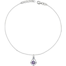 Lilarote Pırlanta Ametist Taşlı Gümüş Halhal