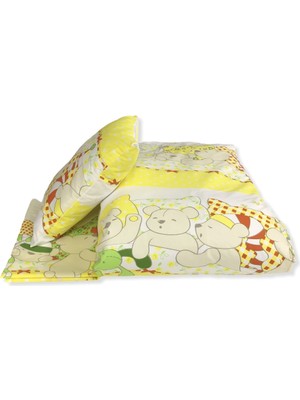 Bebek Özel Bebek/çocuk 100X150 Yastık Çarşaf Yorgan Seti Uyuyan Ayıcıklı