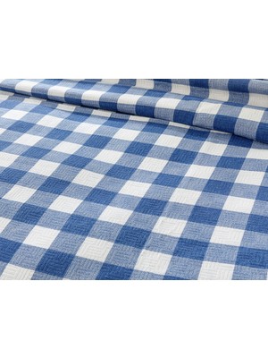 English Home Gingham Baskılı Çift Kişilik Pike 200 x 220 cm Lacivert