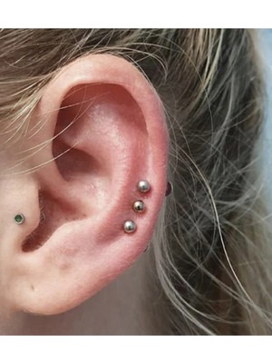 Takıconcept 3 Adet Set Titanyum Labret Piercing Kıkırdak Tragus Helix Piercing