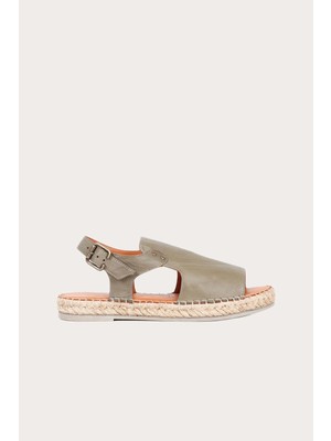 Bueno Shoes Yeşil Deri Kadın Espadril Sandalet
