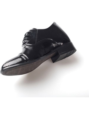 Ayak-Kabi Boy Uzatan Günlük ve Damatlık Siyah Aynalı Mat Ayakkabı Tbts
