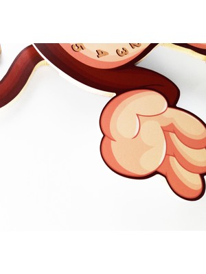 Arya Ahşap Sarkaçlı Sevimli Maymun Çocuk Odası Sessiz Duvar Saati
