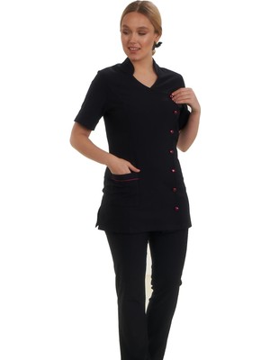 Fbc Tekstil Işık Doktor Önlüğü Eczacı Önlüğü Hemşire Önlüğü Estetisyen Önlüğü Lacivert Kısa Kollu Kadın Önlük