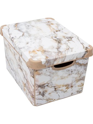 Qutu Style Box Marble Dekoratif Kutu - 20 Litre