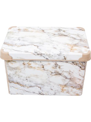 Qutu Style Box Marble Dekoratif Kutu - 20 Litre