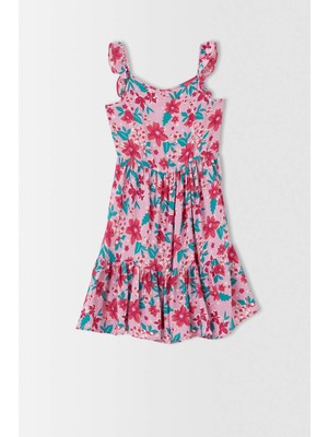 DeFacto Kız Çocuk Desenli Askılı Uzun Elbise T2586A621SP