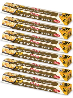 To-Fi-Ta Kesilmiş Yağlı Pişirme Kağıdı 20 Yaprak 6'lı Kutu Set