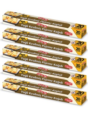 To-Fi-Ta Hazır Kesilmiş Yağlı Pişirme Kağıdı 20 Yaprak 5'li Kutu Set