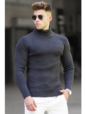 Madmext Antrasit Balıkçı Yaka Kazak 5180