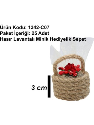 Dantelux 25 Adet Lavantalı Hasır Sepet Hediyelik 1342-C07 Kırmızı