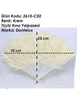 Dantelux Krem Tüylü Kına Yelpazesi 2610-C02
