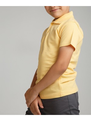 Nacar Çarşı Cocuk Polo Yaka Kısa Kol Sarı Okul T-Shirt