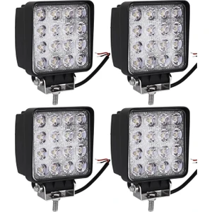 NKT GROUP Nokta 4 Adet 16 LED Off Road Kare Çalışma Lambası Sis Lambası Projektör Gündüz Farı 48 Watt